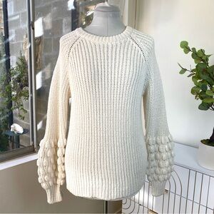 Trina Turk NWT Bellanca 2 Bubble Sleeve Sweater Winter White Knit, Size M